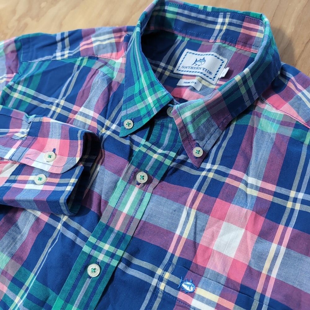 Southern‎ Tide Mens Button Up Long Sleeve Shirt Sz M Medium Trim Fit Multicolor